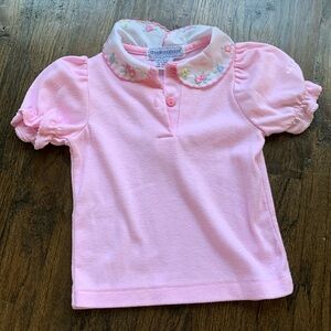 Vintage 1980s OshKosh B’Gosh Pink Shirt with Floral Collar